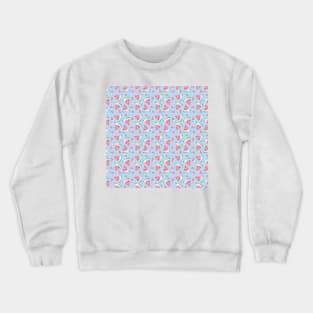 Watercolor Watermelon Pattern - Baby Blue and Coral Color Crewneck Sweatshirt